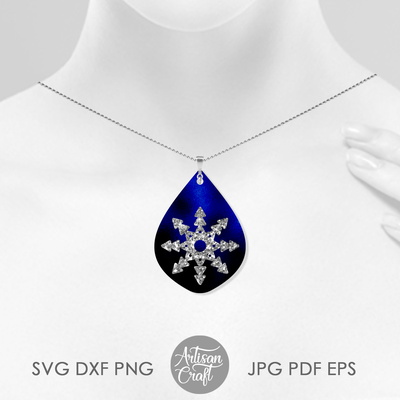 Snowflake Earring SVG, cut files, Christmas Pendant, layered - Artisan Craft - 003