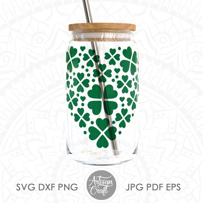 三葉草心、聖派翠克 svg 檔案、心和三葉草 svg - Artisan Craft - 004