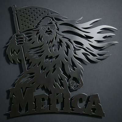 Patriotic Bigfoot Laser SVG, Merica Sasquatch Metal Wall Art - HappyDesignStudio - 005