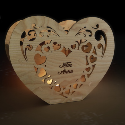 Heart Candle Holders Set of 5 – Valentine’s Day  - LaserCutano - 002