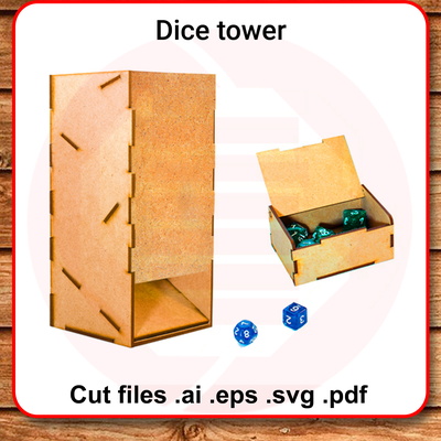 Laser cut Dice tower RPG D&D board game template diy crafts - Daniel San - 001
