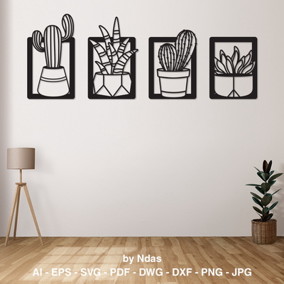 仙人掌植物雷射切割 cnc svg dxf pdf - Ndas - 002