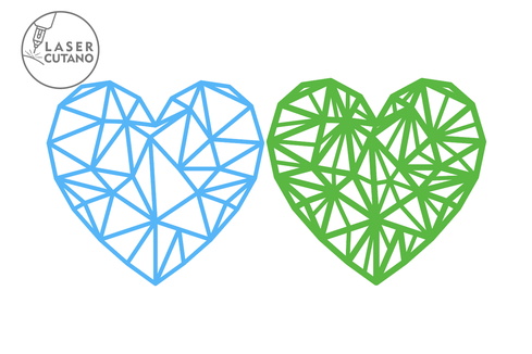 Layered Cut File POLYGONAL HEART, Gift, Hearts Shapes Layered Cut File POLYGONAL HEART, Gift, Hearts Shapes - LaserCutano - 001