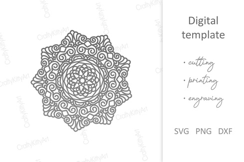Mandala. Round Monogram Mandala Frame. SVG DXF PNG files Mandala. Round Monogram Mandala Frame. SVG DXF PNG files - CraftyKittyArt - 001