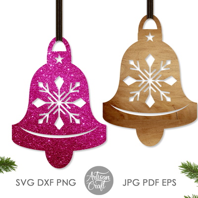 聖誕鈴鐺 svg，雷射切割聖誕裝飾品 - Artisan Craft - 002