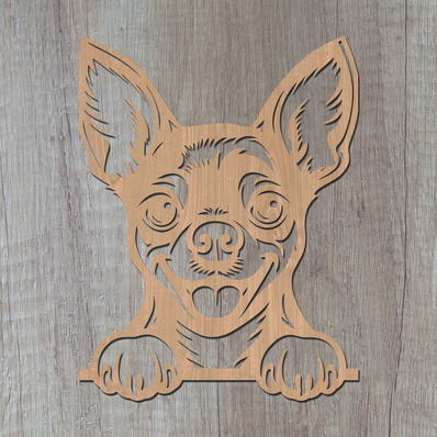 偷看吉娃娃雷射 svg，可愛的狗雷射切割 - HappyDesignStudio - 002