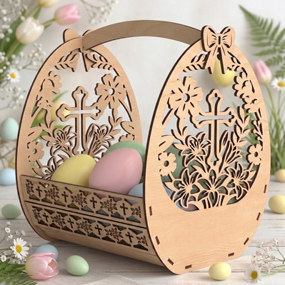 Easter Basket Laser SVG Bundle, 5 Laser Cut Easter Baskets - HappyDesignStudio - 004
