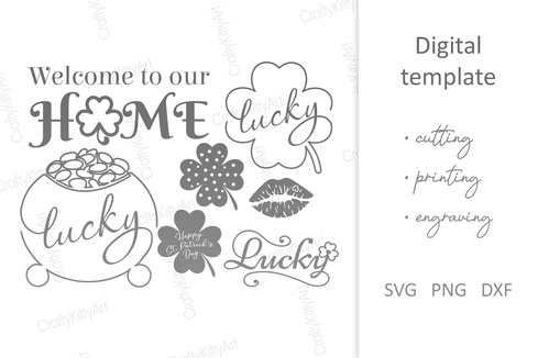 聖派翠克節裝飾。幸運大禮包。 svg dxf png 文件 聖派翠克節裝飾。幸運大禮包。 svg dxf png 文件 - CraftyKittyArt - 001