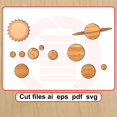 Laser cut SVG Solar system planets tempalte mdf wood crafts - Daniel San - 001