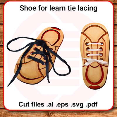 雷射切割 svg 向量模板 鞋子用於學習繫帶 diy