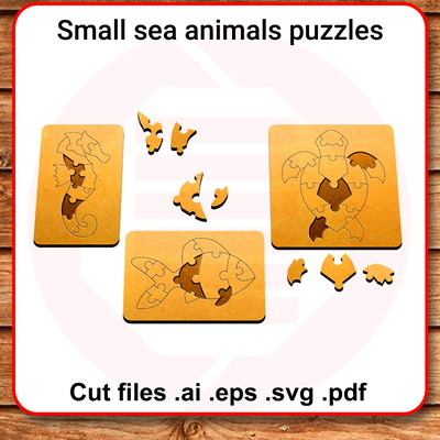 Laser cut Sea animals puzzle wooden puzzle diy crafts gift