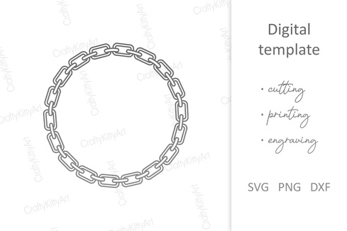 鏈框。圓形會標鏈邊框。 svg dxf png 文件 鏈框。圓形會標鏈邊框。 svg dxf png 文件 - CraftyKittyArt - 001