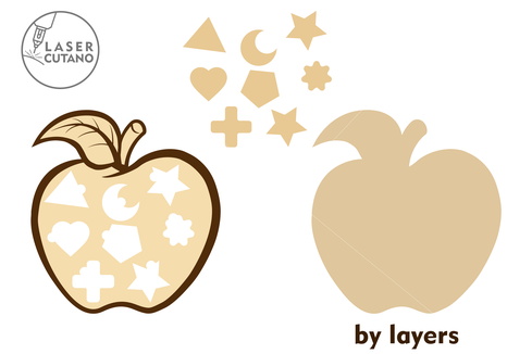 Wooden Apple Shape Sorter Toy Wooden Apple Shape Sorter Toy - LaserCutano - 002
