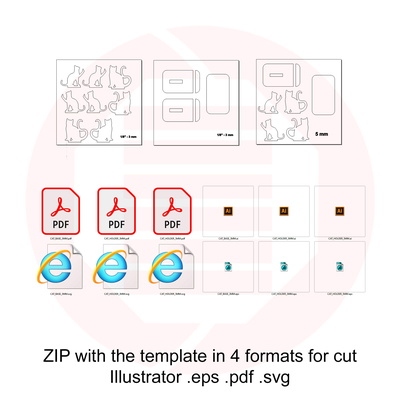 雷射切割模板 svg 貓手機支架 mdf 木製工藝品 - Daniel San - 005