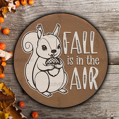Cute Squirrel Fall door sign, 3D Autumn Fall door hanger - CraftyKittyArt - 002