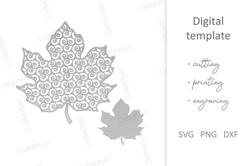 曼陀羅楓葉 svg，3d 分層秋天秋天葉子 svg - CraftyKittyArt - 001
