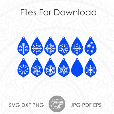 雪花耳環 svg、淚珠耳環、聖誕耳環 - Artisan Craft - 005