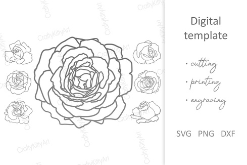 Rose Flower. Vintage Roses. Floral Bundle. SVG DXF PNG files Rose Flower. Vintage Roses. Floral Bundle. SVG DXF PNG files - CraftyKittyArt - 001