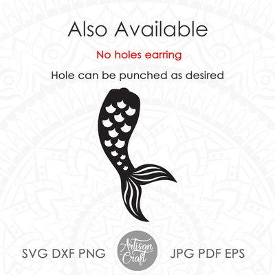 美人魚尾巴耳環svg裁剪文件 - Artisan Craft - 005