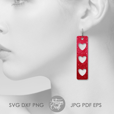 Bar earrings, SVG, Heart earrings - Artisan Craft - 004