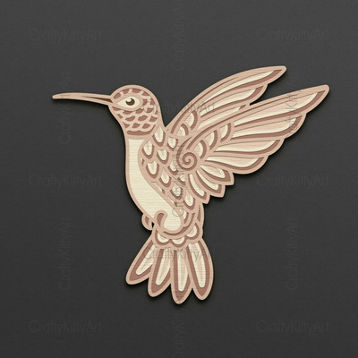 Hummingbird, Mandala Bird, 3D layered SVG DXF PNG files - CraftyKittyArt - 001