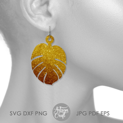 龜背竹耳環 svg，龜背竹葉耳環，夏季耳環 - Artisan Craft - 005