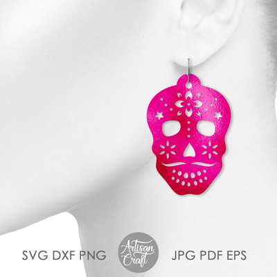 頭骨耳環 svg 顯示糖頭骨 - Artisan Craft - 003