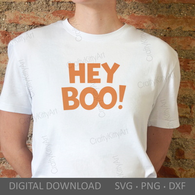 Hey Boo SVG, Boo sign SVG, Cute and Fun Halloween lettering - CraftyKittyArt - 002