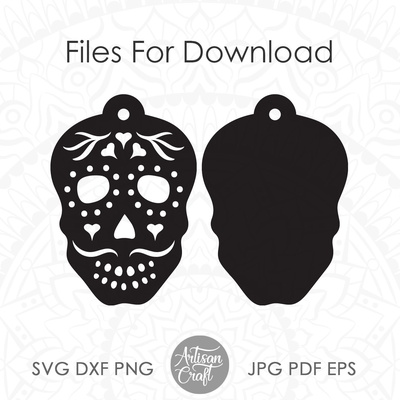 Sugar skull 耳環，dia de los muertos 激光切割銼刀 - Artisan Craft - 005