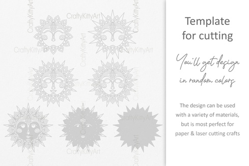 太陽臉,曼陀羅波西米亞太陽,3d 分層 svg dxf png 文件 太陽臉,曼陀羅波西米亞太陽,3d 分層 svg dxf png 文件 - CraftyKittyArt - 001