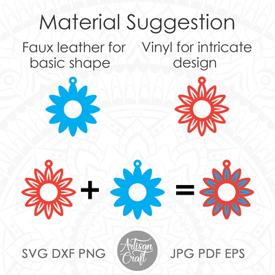 向日葵耳環，svg 切割銼，雷射切割銼 - Artisan Craft - 002