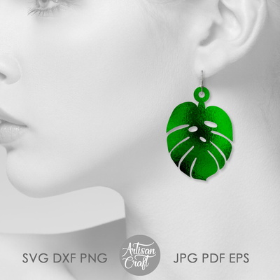 龜背竹耳環 svg，龜背竹葉耳環，夏季耳環 - Artisan Craft - 002