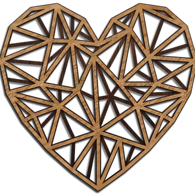 Layered Cut File POLYGONAL HEART, Gift, Hearts Shapes - LaserCutano - 003