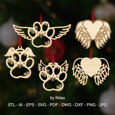 爪子心翅膀聖誕樹裝飾裝飾品套裝 - Ndas - 001