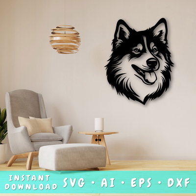 Alaskan Malamute Laser SVG Cut File, Alaskan Malamute DXF - HappyDesignStudio - 001