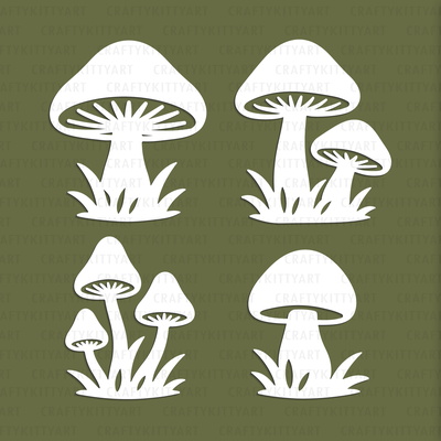 Mushroom Laser Paper cutting SVG: Wild forest mushrooms - CraftyKittyArt - 001