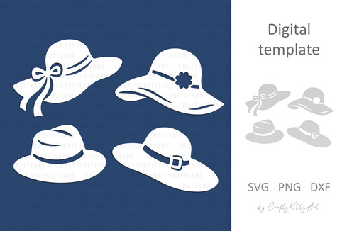 Summer hat Laser Paper cutting SVG: Brim hats collection Summer hat Laser Paper cutting SVG: Brim hats collection - CraftyKittyArt - 001