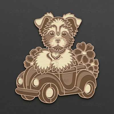 Yorkshire Terrier, Yorkie Dog, 3D layered SVG DXF PNG files - CraftyKittyArt - 001
