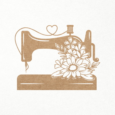 有花的老縫紉機。花卉 svg dxf png 文件 - CraftyKittyArt - 001