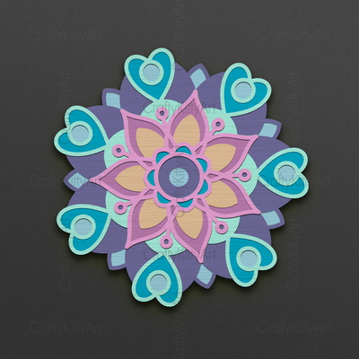 Mandala Christmas Snowflake, 3D layered SVG DXF PNG files - CraftyKittyArt - 001