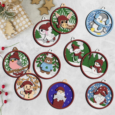 Winter Wonderland Christmas Ornaments - Set of 10 - LaserCutano - 003