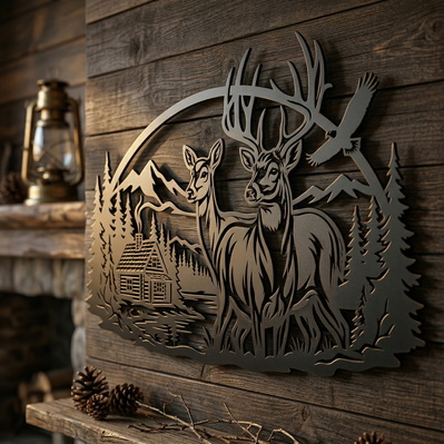 Deer Family Metal Wall Art SVG | Wildlife Plasma Cut File - HappyDesignStudio - 004