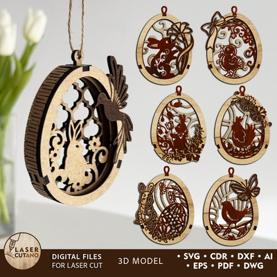 分層復活節彩蛋標籤包 - LaserCutano - 001