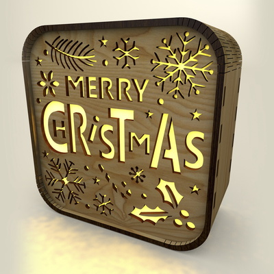 聖誕快樂立體相框 - 雷射切割檔案 - 燭台 - LaserCutano - 002