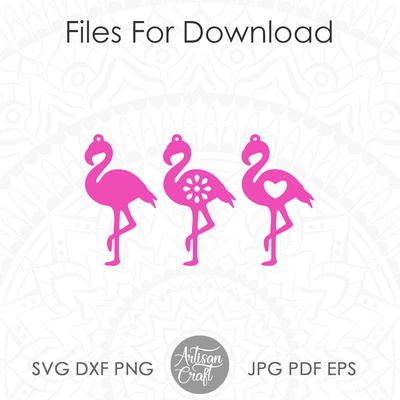 火烈鳥耳環和吊墜激光切割文件包 - Artisan Craft - 003