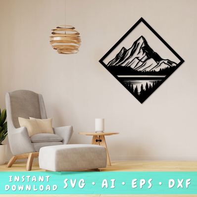 Mountains Laser SVG - HappyDesignStudio - 001