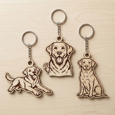 Labrador Retriever Keychain SVG Bundle, 6 Laser Cut Files - HappyDesignStudio - 002