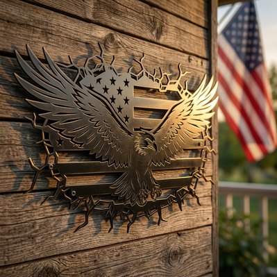 Patriotic Eagle Flag SVG for Plasma & CNC - HappyDesignStudio - 005