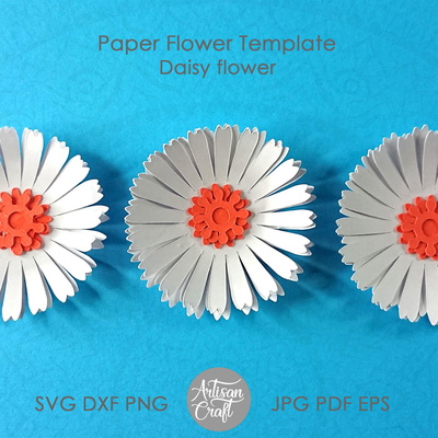 Daisy Paper Flower Template, Daisy SVG