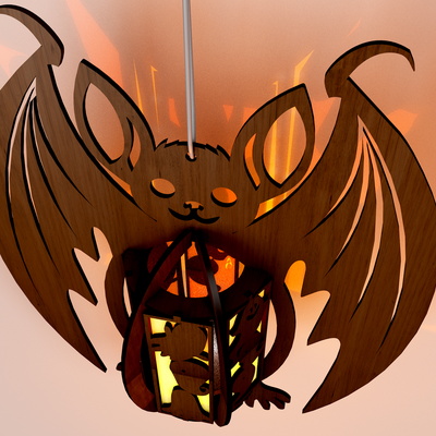 萬聖節蝙蝠燭台雷射切割模板 - LaserCutano - 003